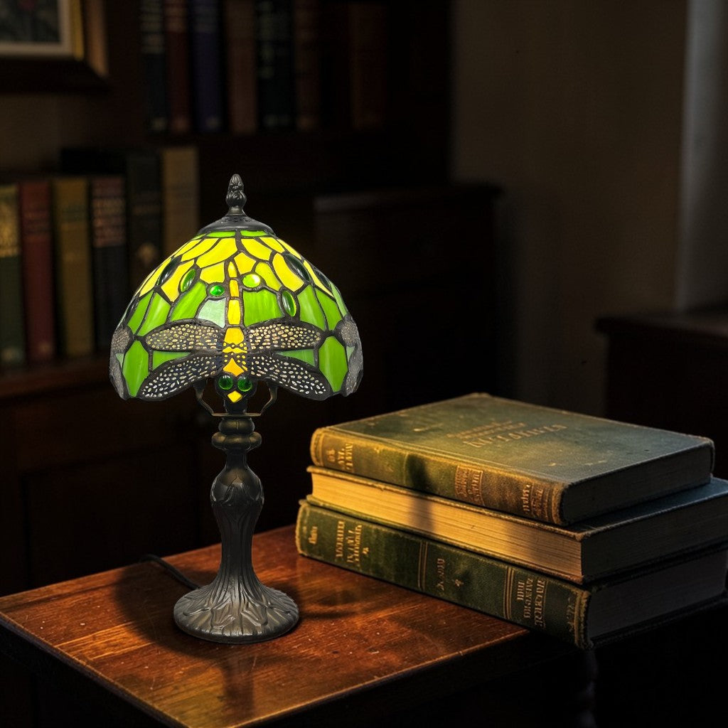 Minster Green Tiffany Dragonfly 8" Bedside Lamp