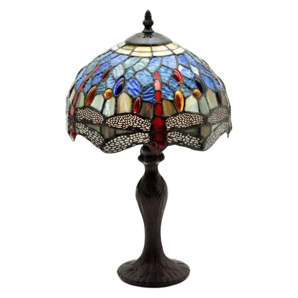 Minster Blue Dragonfly Tiffany 10" Table Lamp