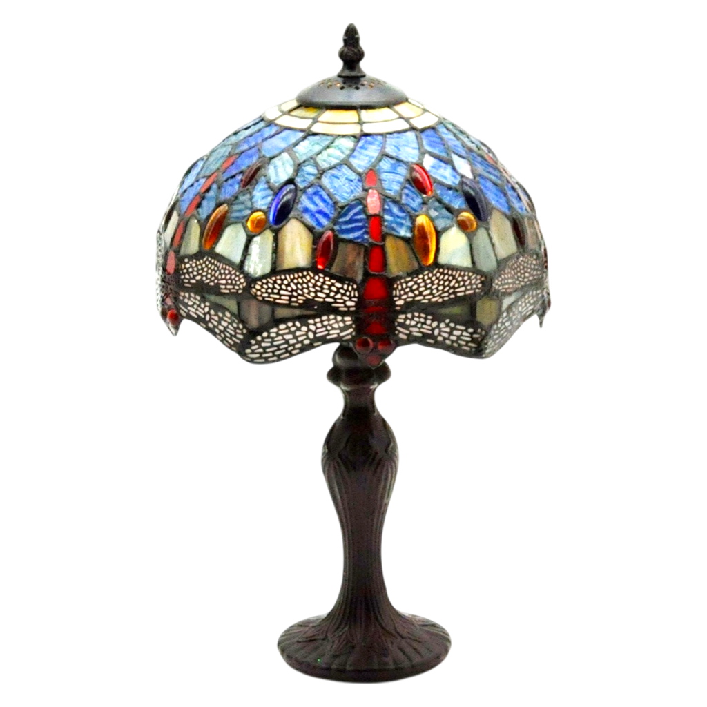 Minster Blue Dragonfly Tiffany 10" Table Lamp