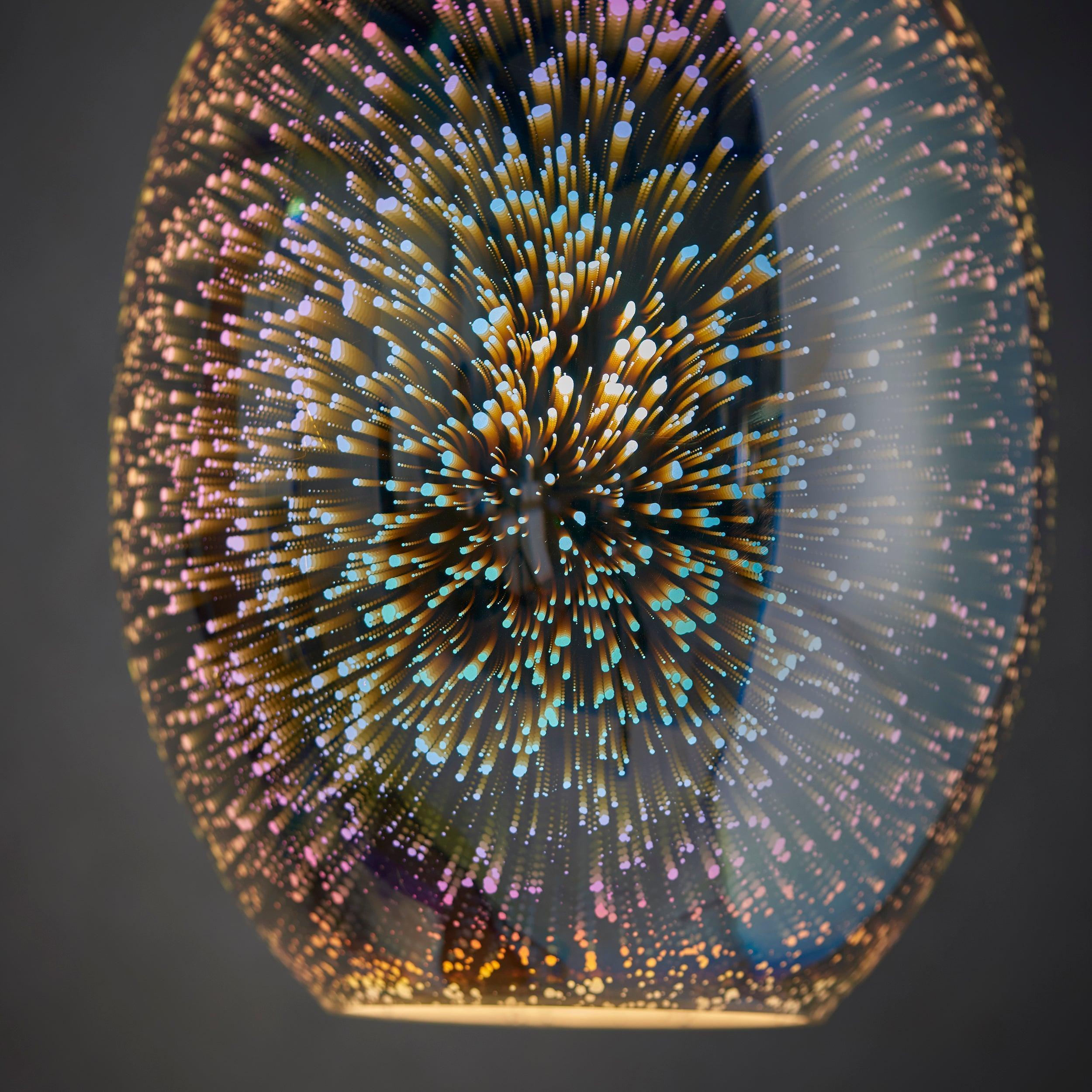 Endon Stellar 1 Light Holographic Glass & Chrome Pendant 74939 Shade Detail