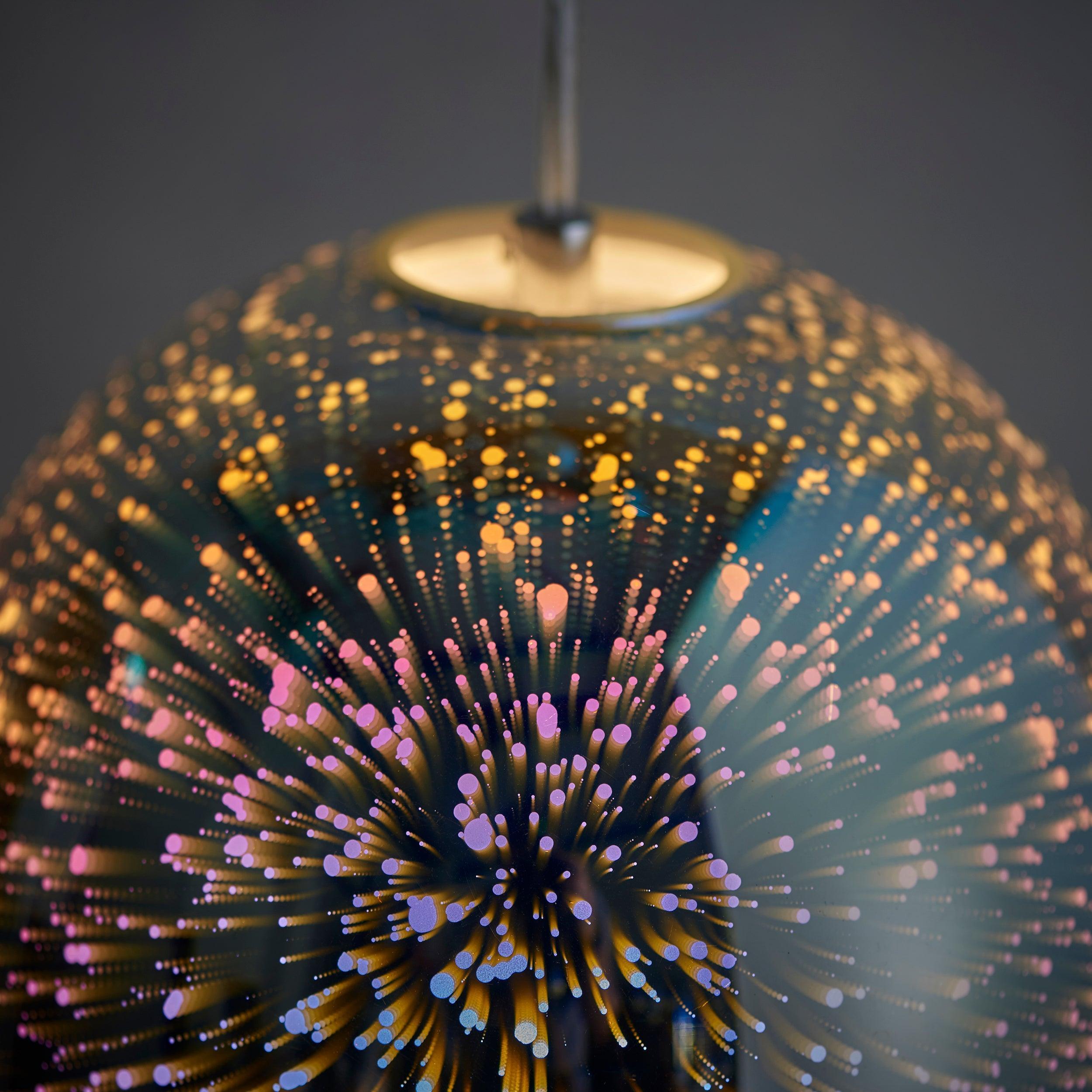 Endon Stellar 1 Light Holographic Glass & Chrome Pendant-OPEN-BOX-50-040626