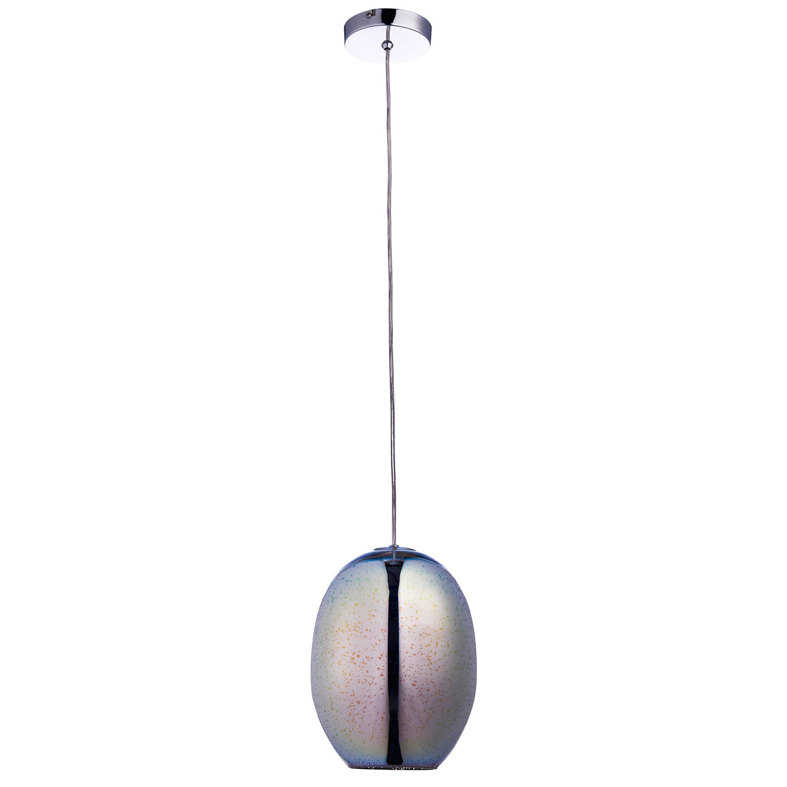 Endon Stellar 1 Light Holographic Glass & Chrome Pendant-OPEN-BOX-50-040626