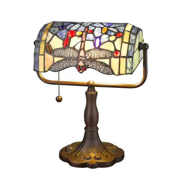 Minster Dragonfly Tiffany Bankers Lamp - 30cm
