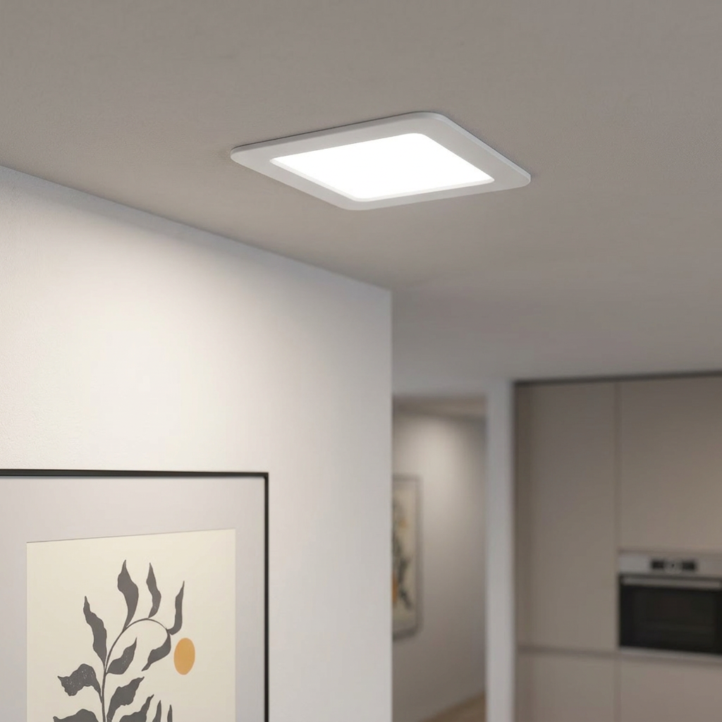 Eglo Fueva 5 Cool White LED Square Recessed Light - 11.7cm by Eglo Lighting — suits kitchens, living rooms & bedrooms