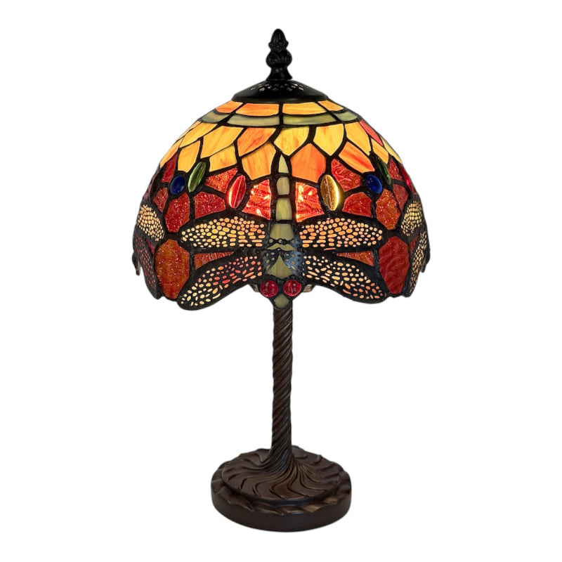 Minster 8" Orange Tiffany Dragonfly Table Lamp
