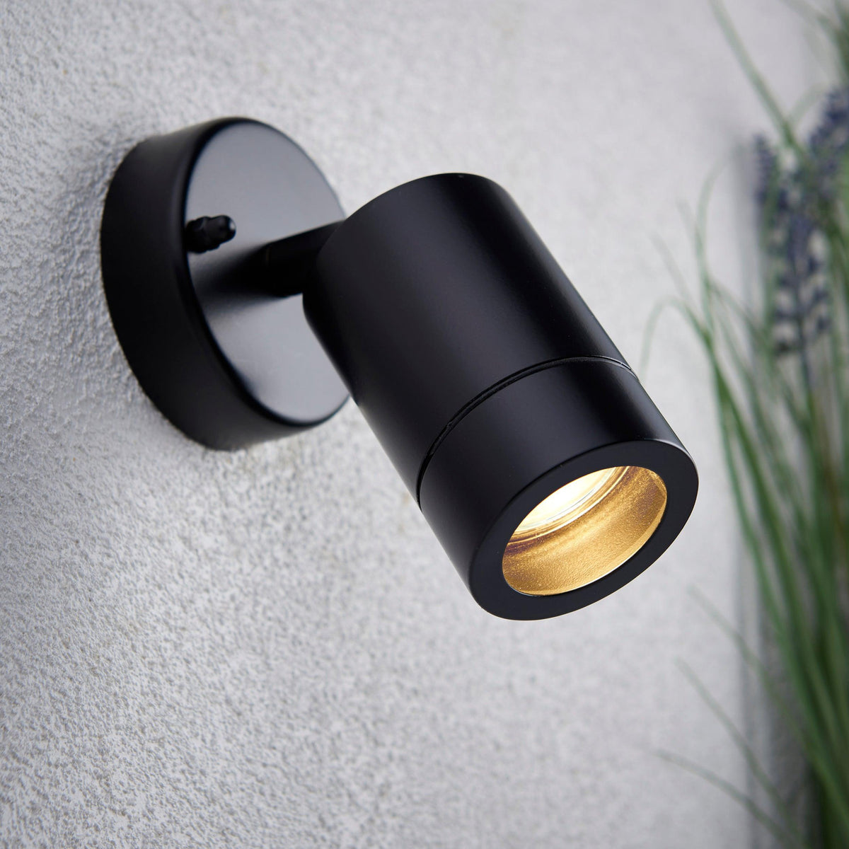 Palin Black LED Outdoor Spot Wall Light IP44 7W-warehouse-180926