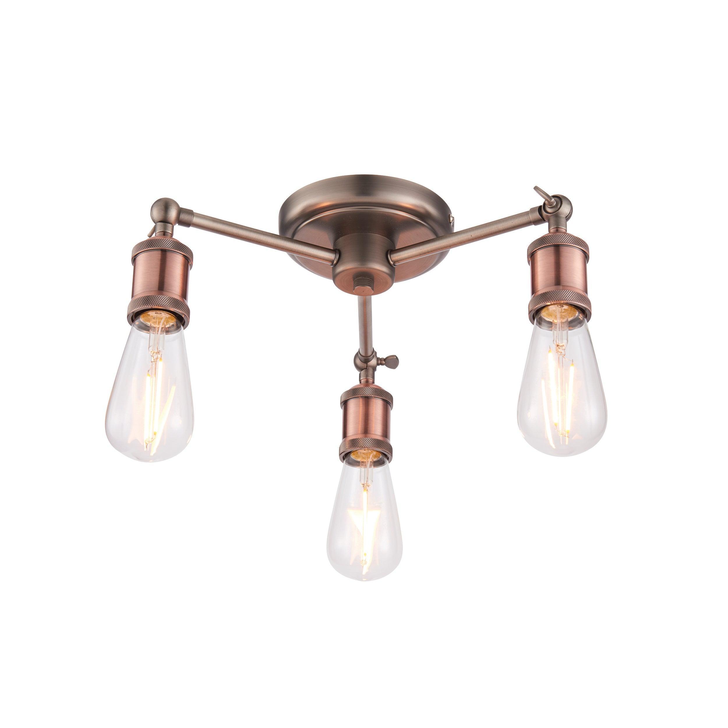 Endon Hal 3 Light Pewter & Copper Semi Flush Ceiling Light 76124 Living Room Image 2
