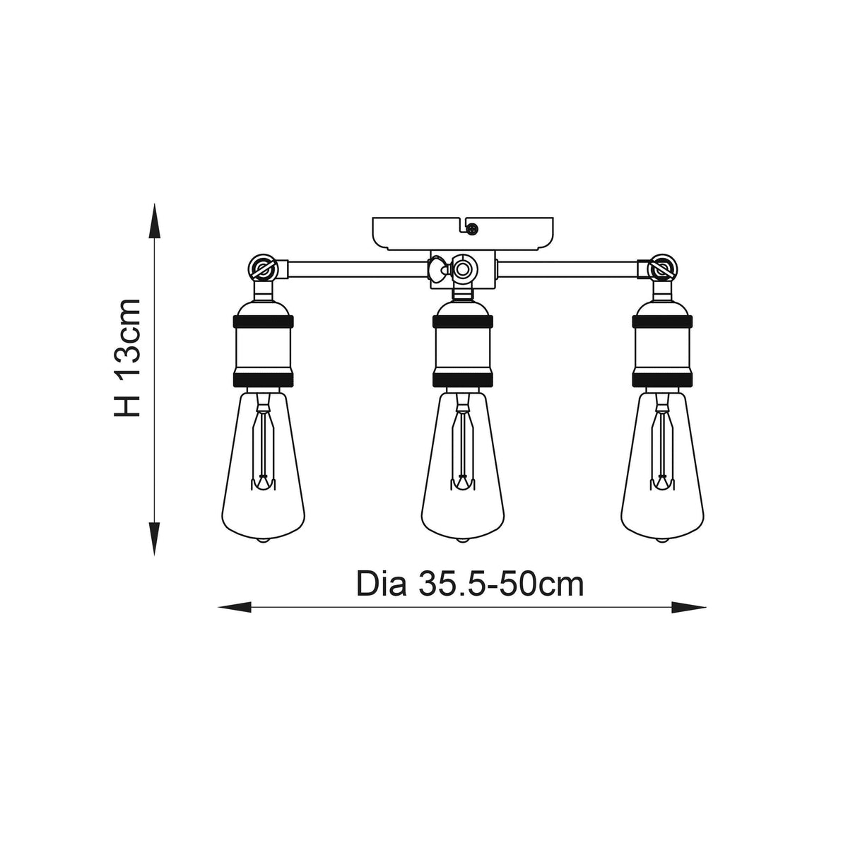 Endon Hal 3 Light Pewter & Copper Semi Flush Ceiling Light-warehouse-091026