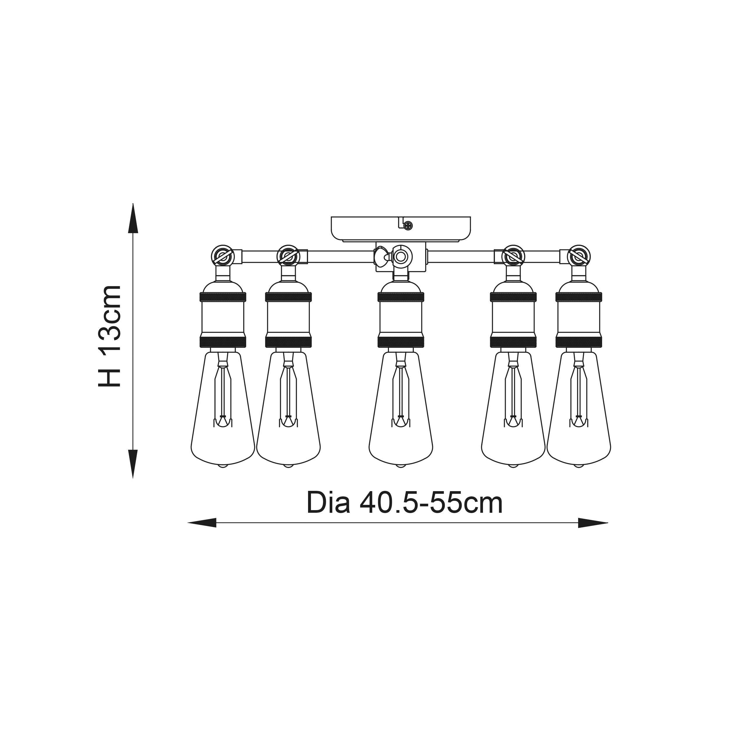 Endon Hal 5 Light Pewter & Copper Semi Flush Ceiling Light 76336 Living Room Image 9