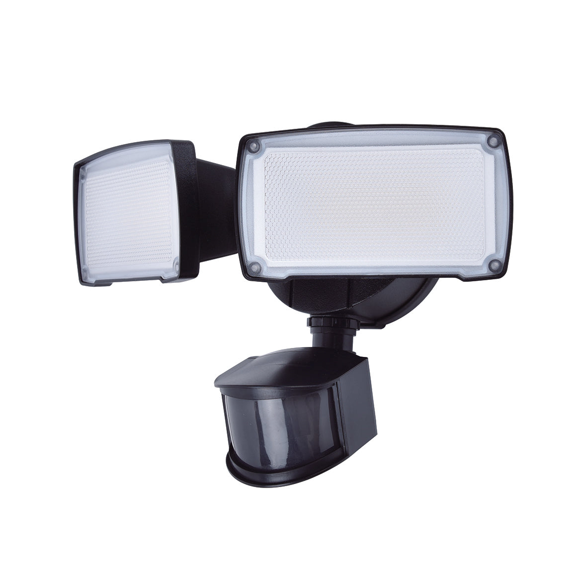 Lutec Chimera Black Twin Head Floodlight IP54 Photocell & PIR
