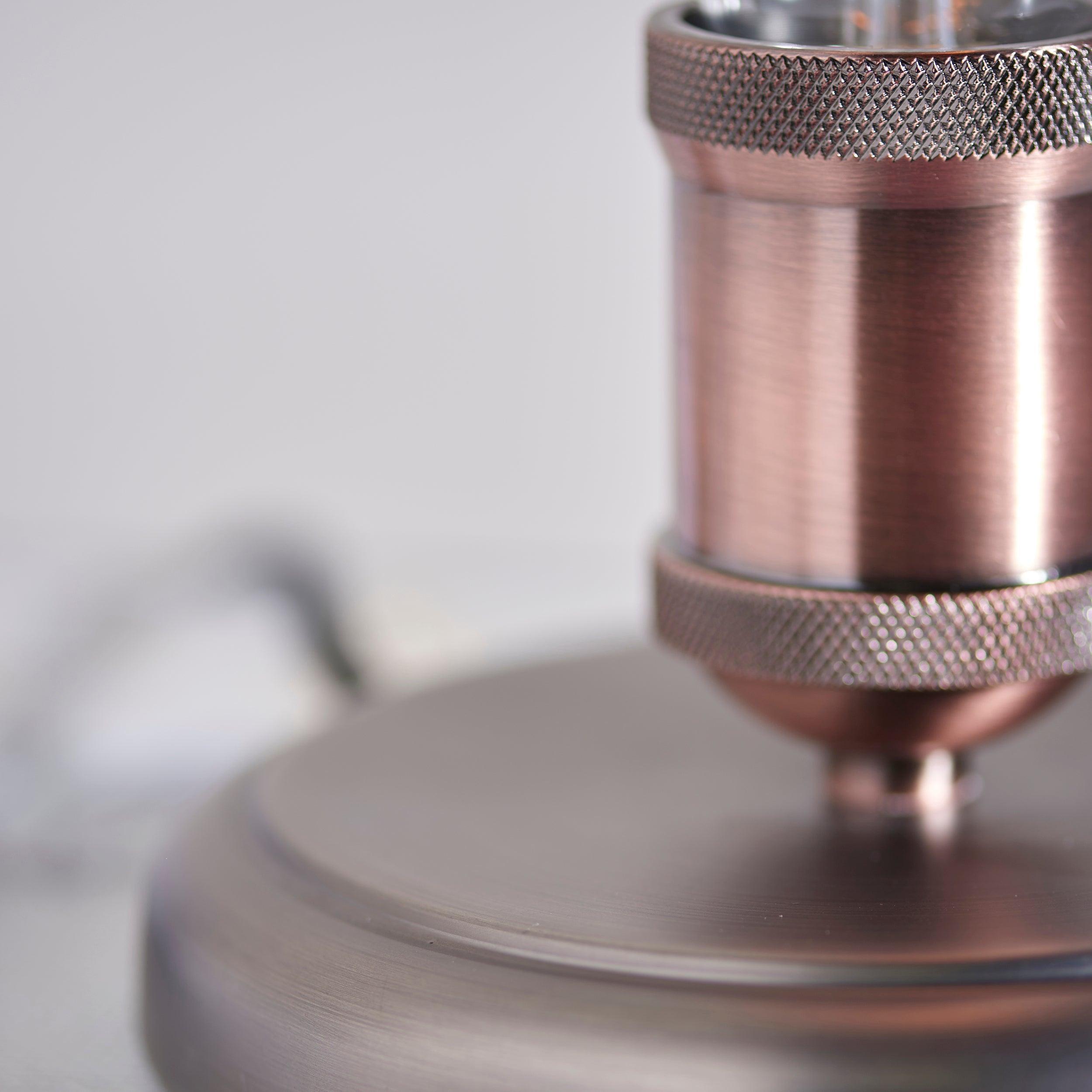 Endon Hal 1 Light Pewter & Copper Table Lamp 76355 - Metalwork close-up