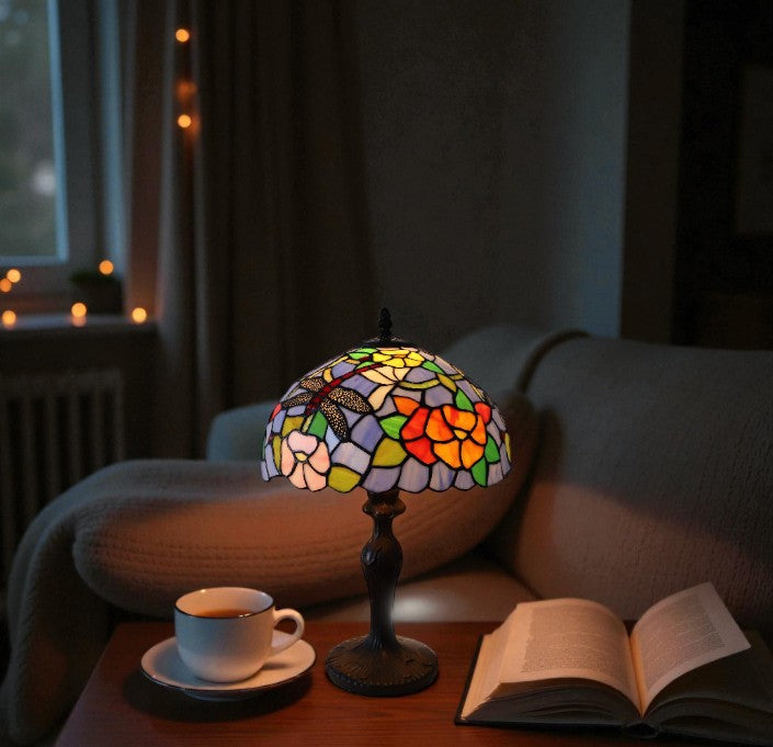 Minster Keswick Tiffany 12" Dragonfly Table Lamp