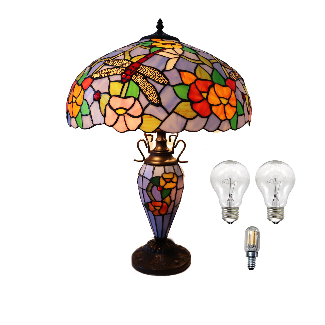 Minster Keswick Tiffany Double Dragonfly Table Lamp