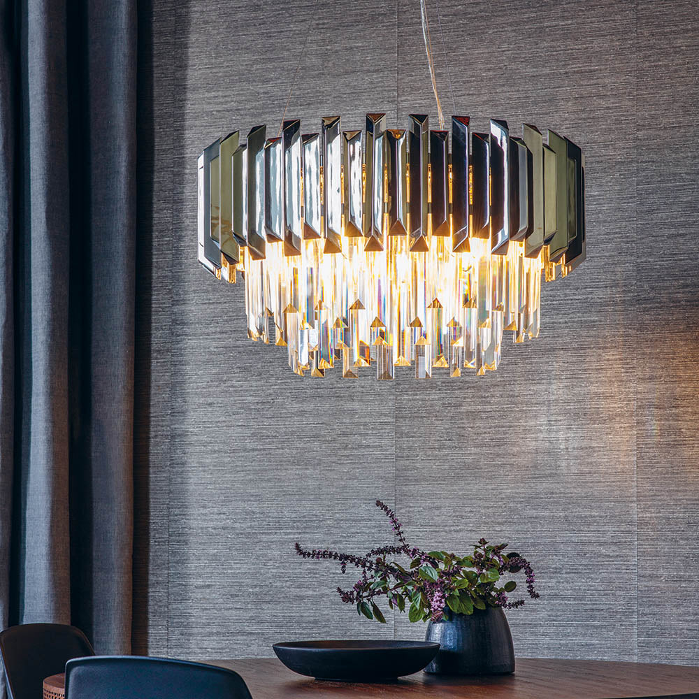 Valetta Polished Stainless Steel & Crystal 6 Light Pendant