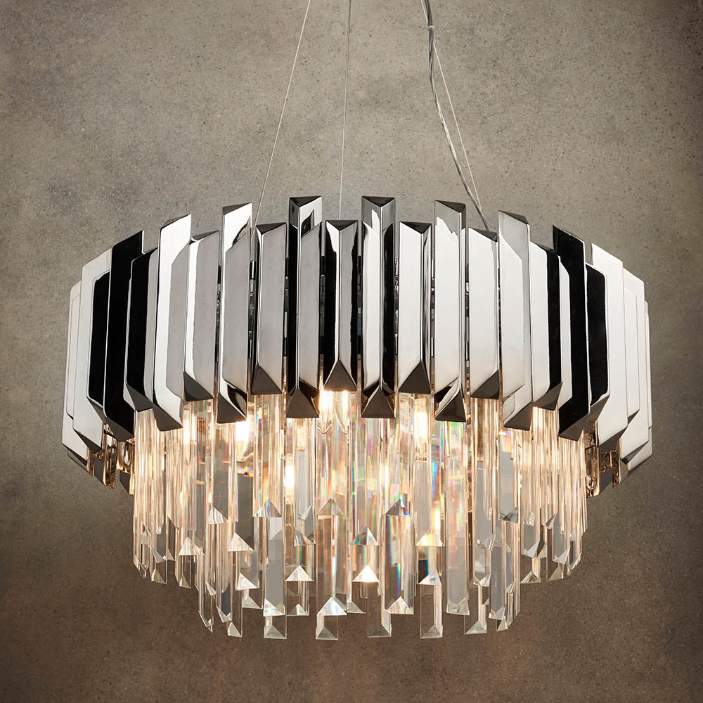 Valetta Polished Stainless Steel & Crystal 6 Light Pendant