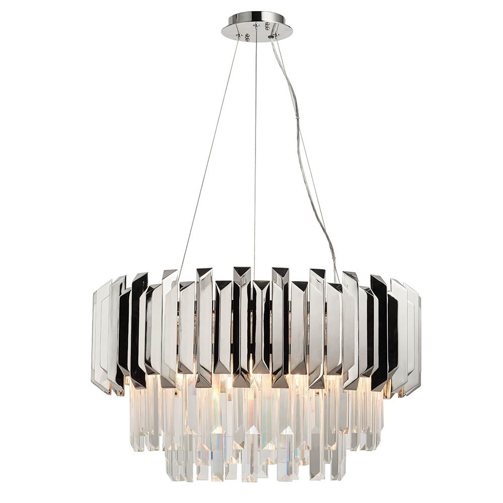 Valetta Polished Stainless Steel & Crystal 6 Light Pendant