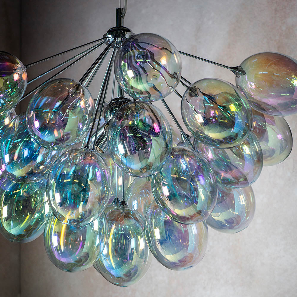 Infinity 6 Light Chrome & Iridescent Glass Bubble Pendant
