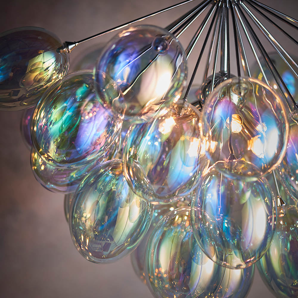 Infinity 6 Light Chrome & Iridescent Glass Bubble Pendant