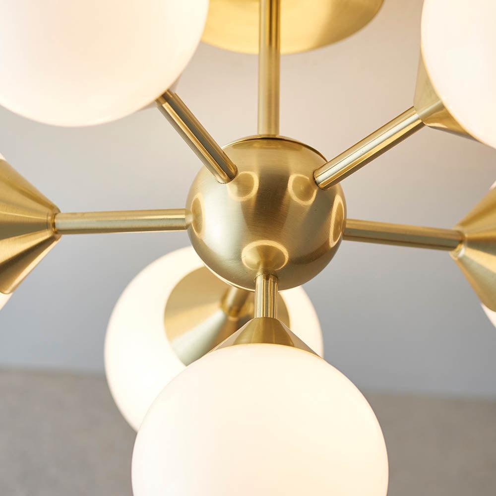 Endon Oscar 6 Light Brass Finish Semi Flush Ceiling Light-WAREHOUSE-40-290626