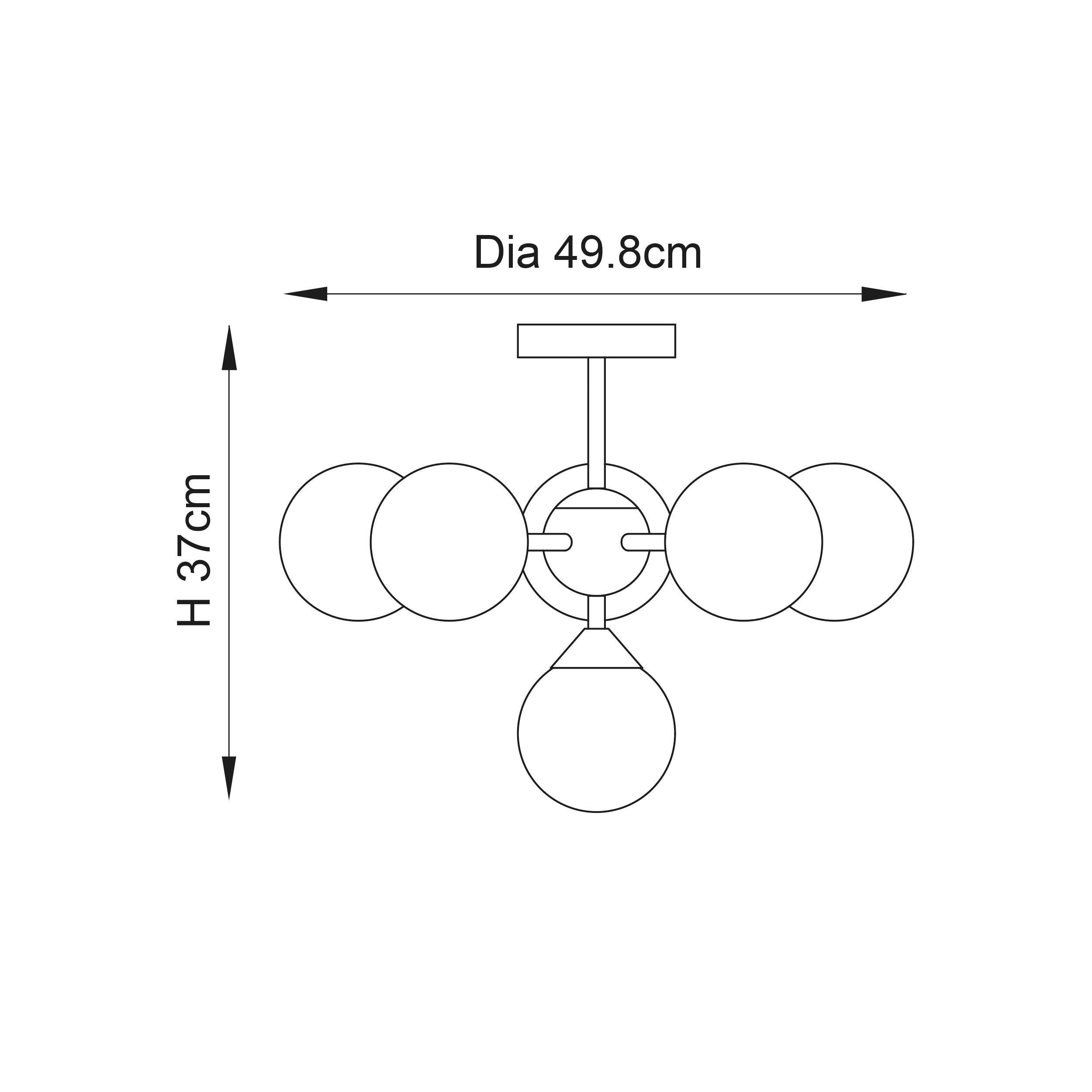 Endon Oscar 6 Light Brass Finish Semi Flush Ceiling Light-WAREHOUSE-40-290626