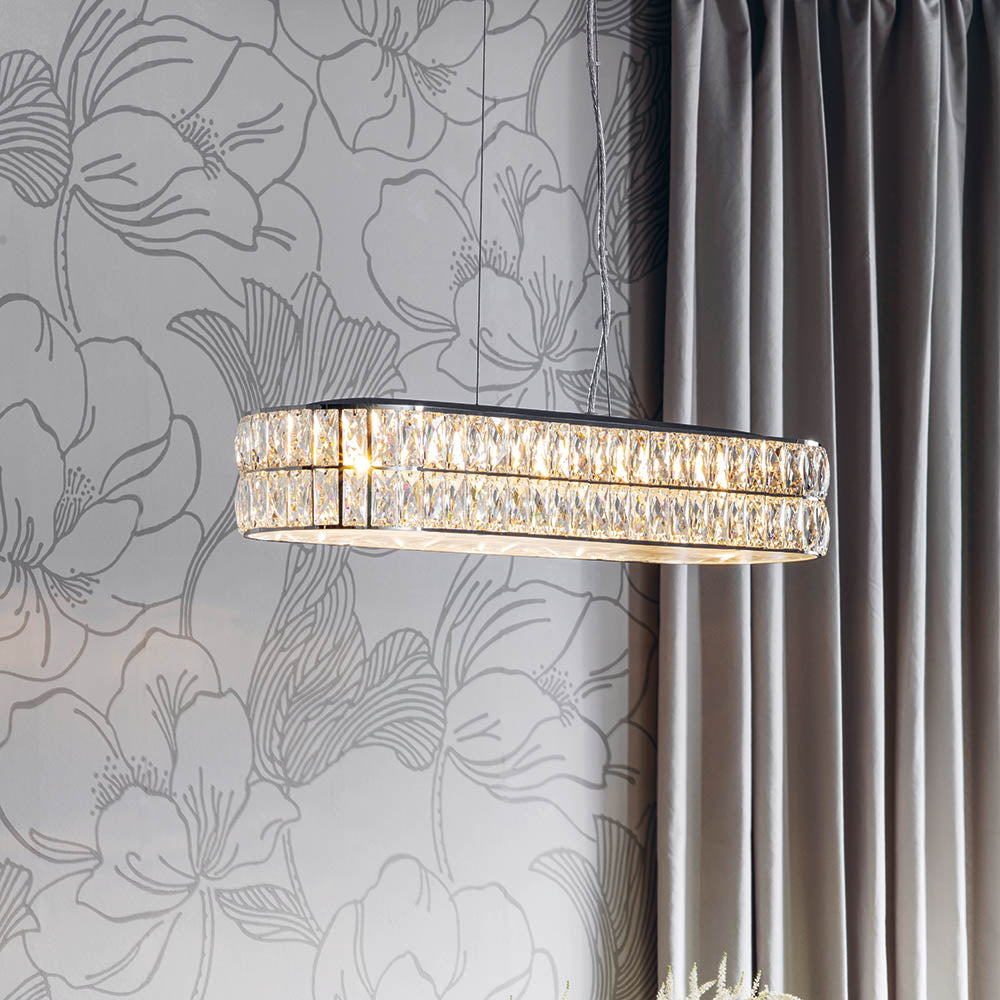 Verina 5 Light Chrome & Crystal Linear Pendant