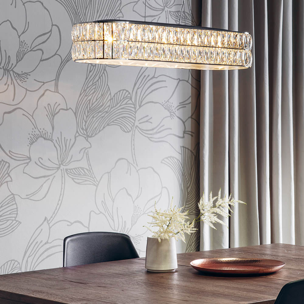 Verina 5 Light Chrome & Crystal Linear Pendant