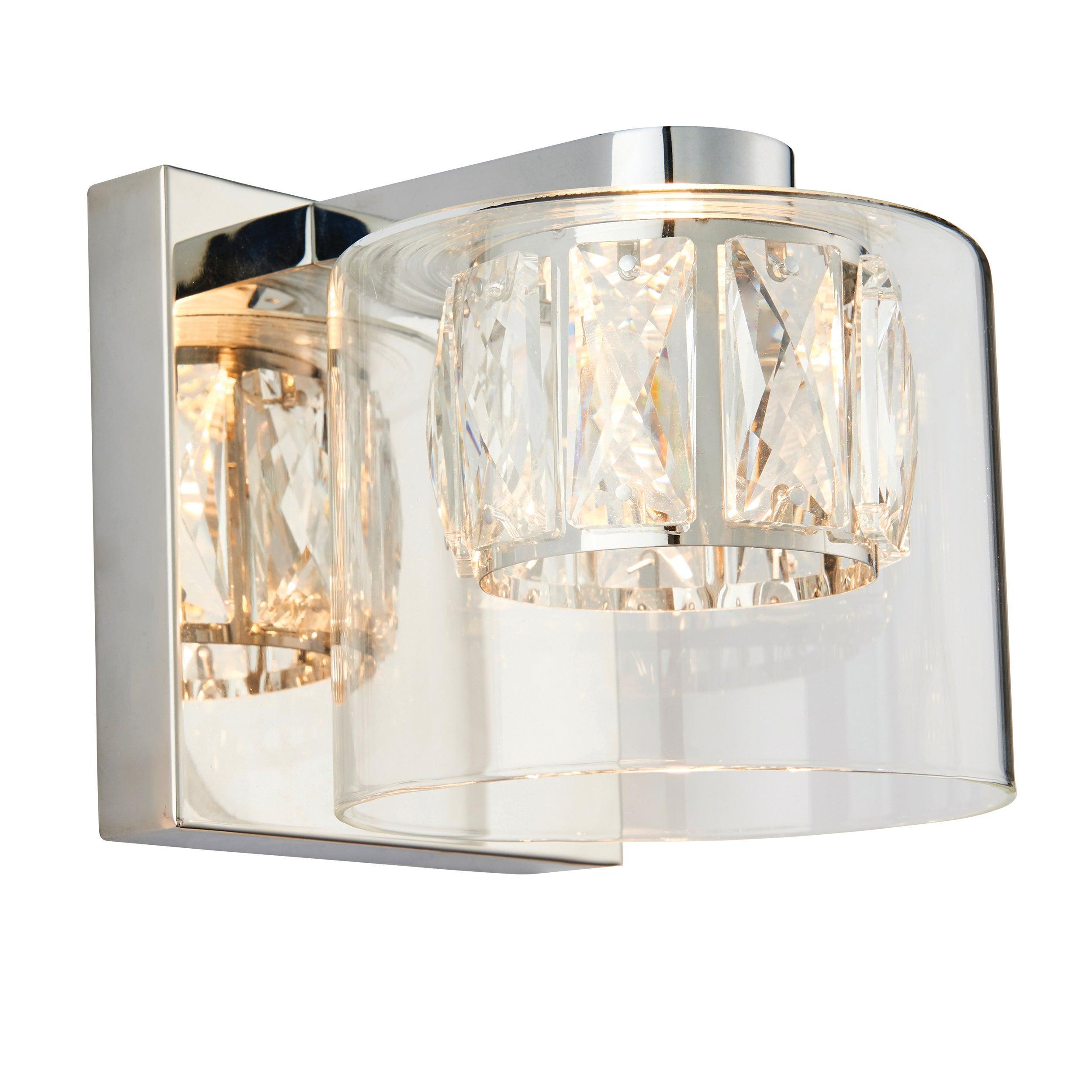 Endon Verina 1 Light Chrome Wall Light - Clear Glass Shade 76521