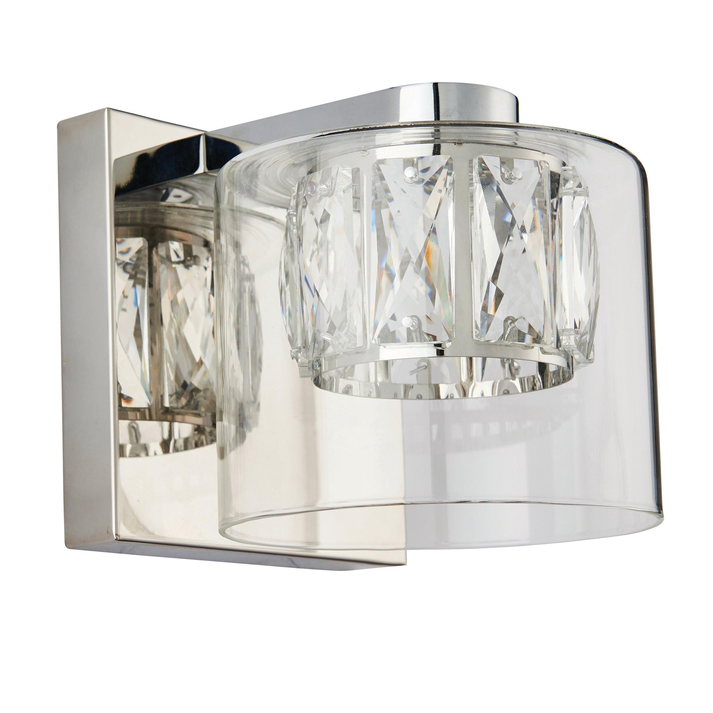 Endon Verina 1 Light Chrome Wall Light - Clear Glass Shade 76521 - unlit