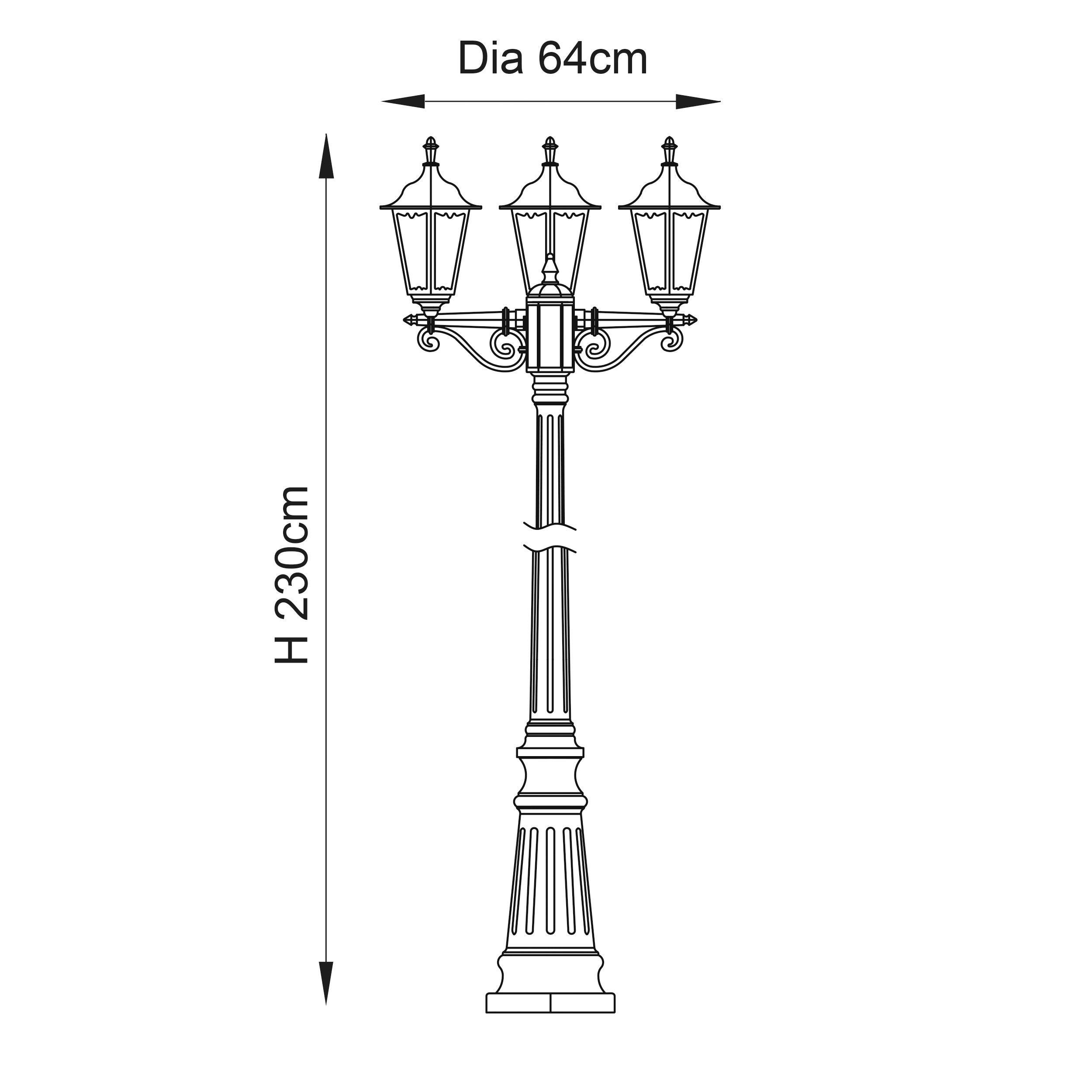 burford 3 light outdoor lamppost by Endon Lighting Living Room Unlit Shot