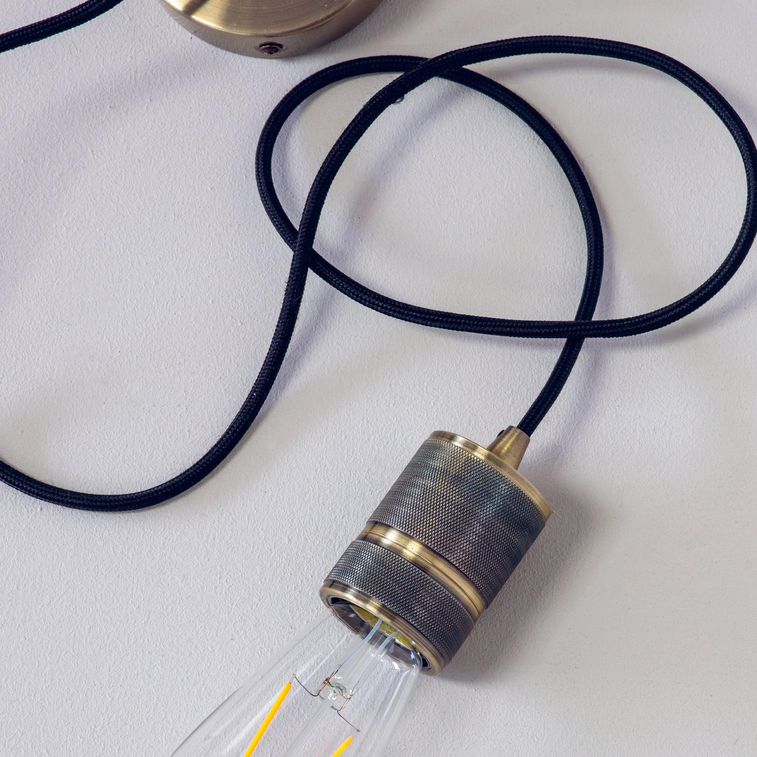 Endon Urban 1 Light Brass Ceiling Pendant 76587 - close-up unfixed