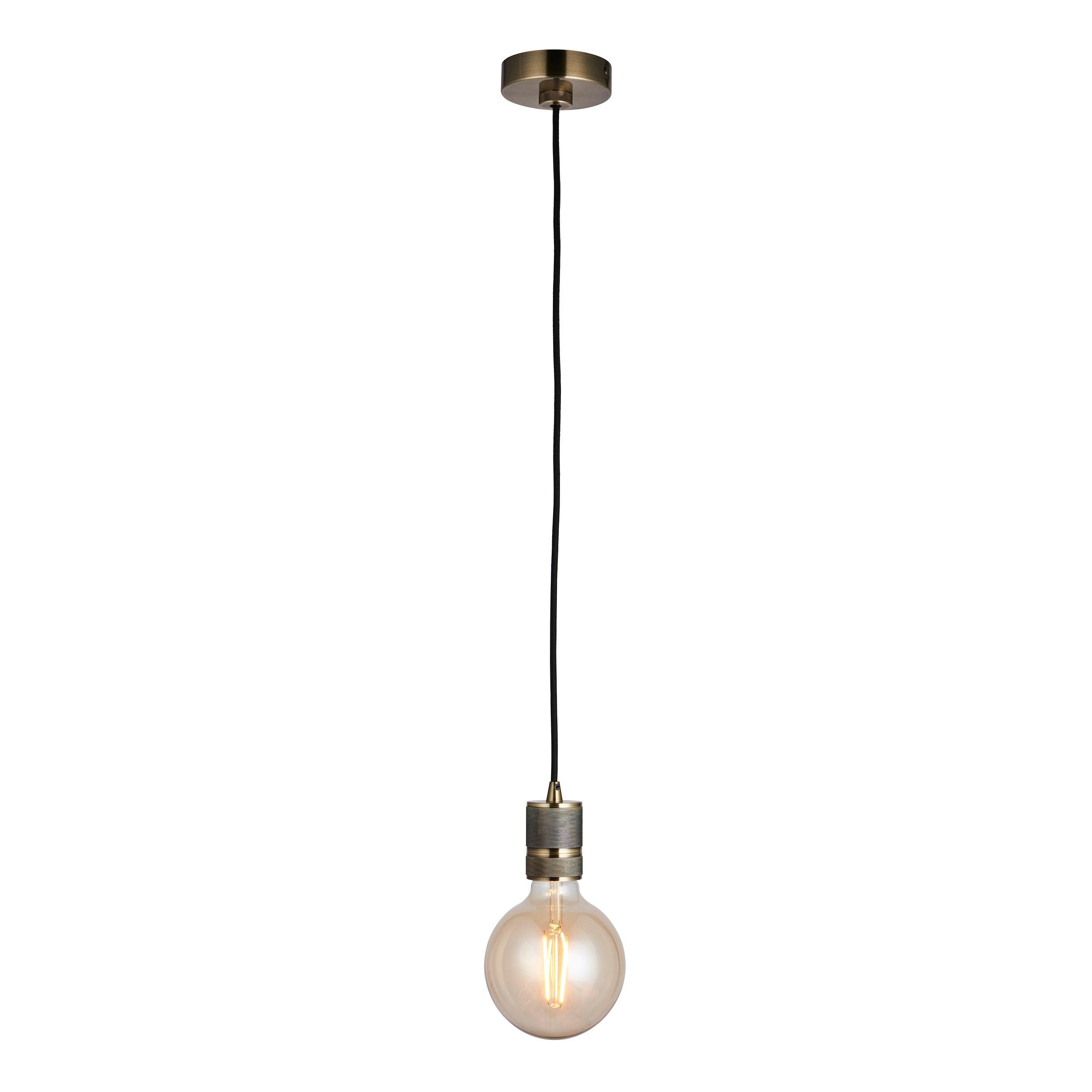 Endon Urban 1 Light Brass Ceiling Pendant 76587 - Lamp Lit up