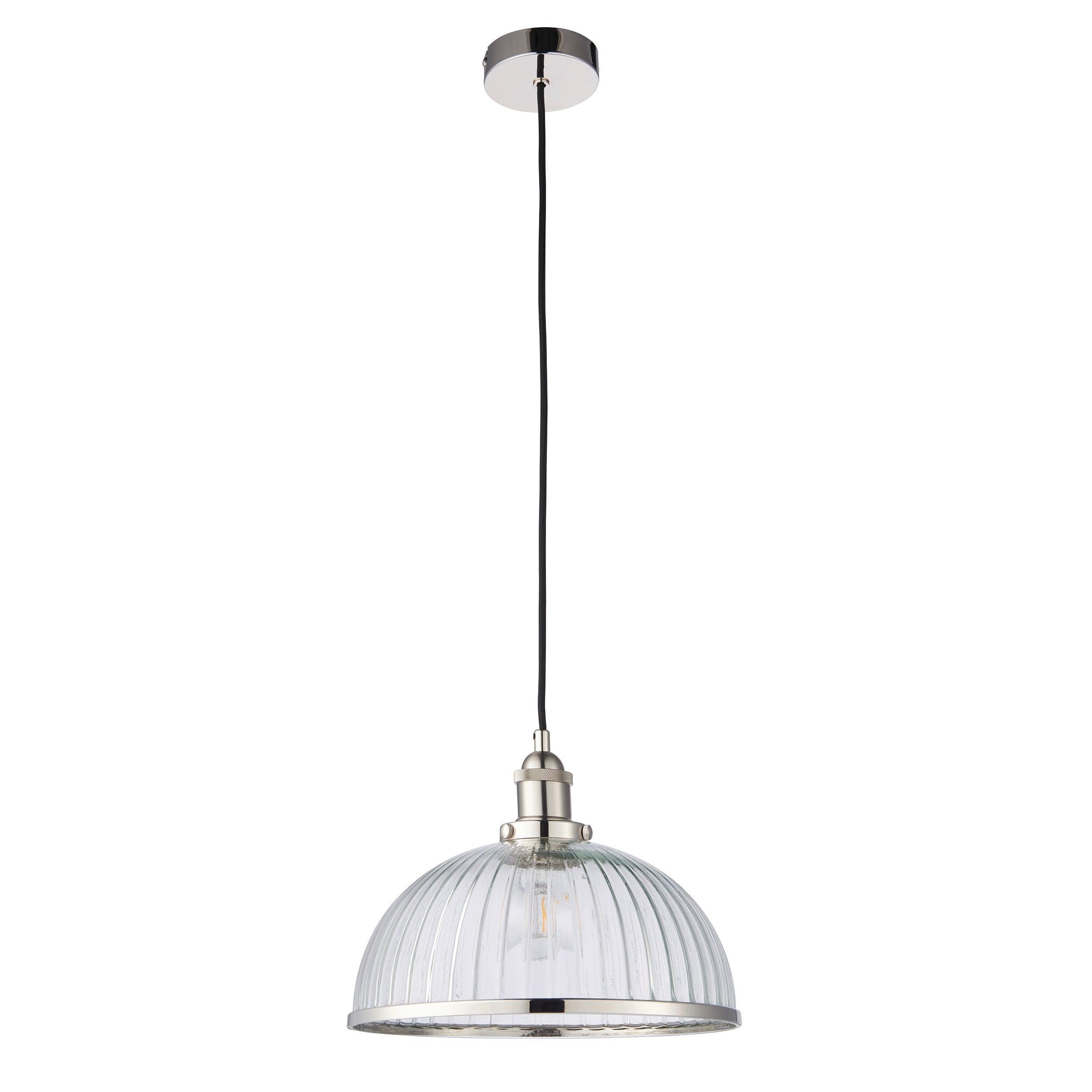 Endon Hansen 1 Light Nickel Ceiling Pendant Light 76713 - unlit