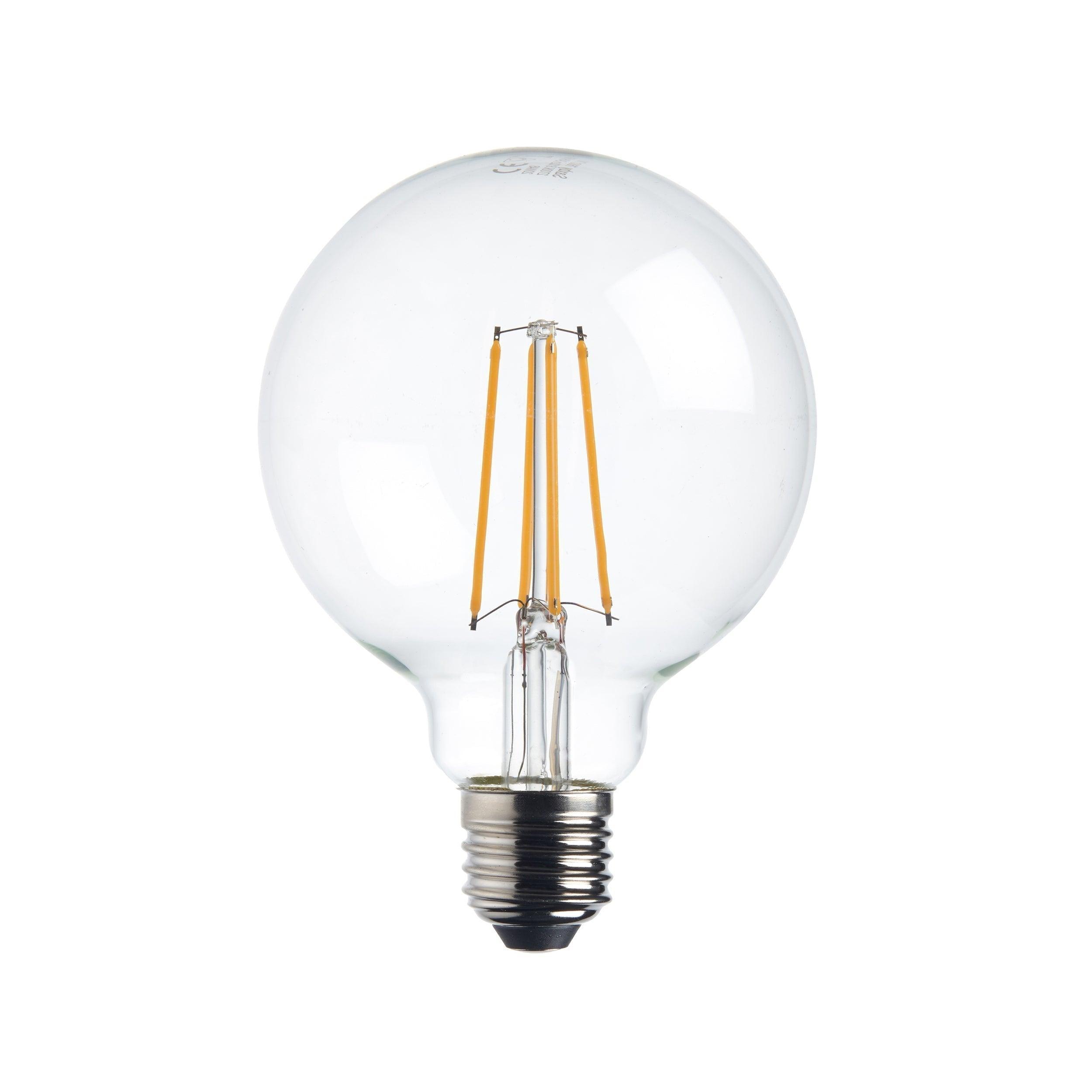 12 x e27 warm white led filament globe light bulb dimmable 7w by saxby lighting, close up image 14