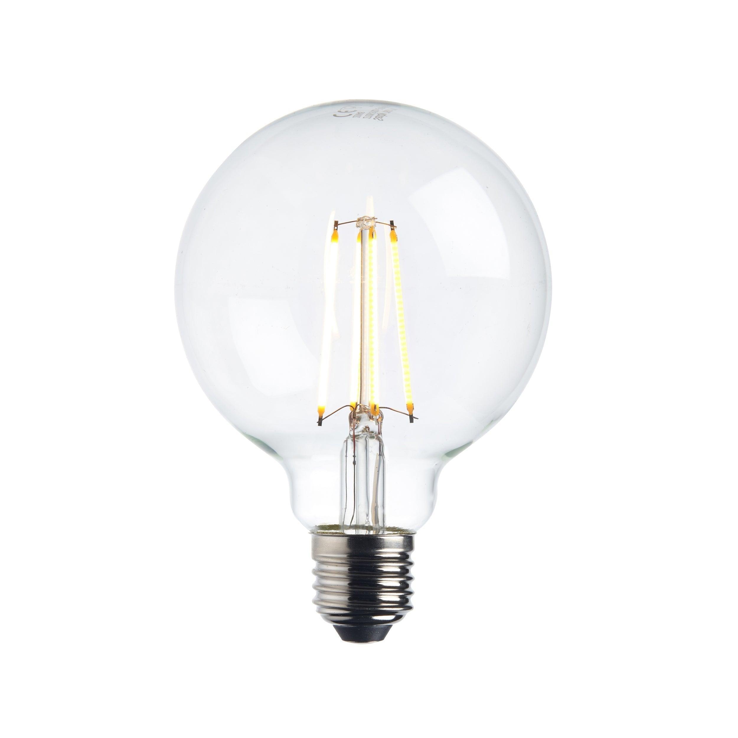15 x e27 warm white led filament globe light bulb dimmable 7wby Saxby Lighting, close up image
