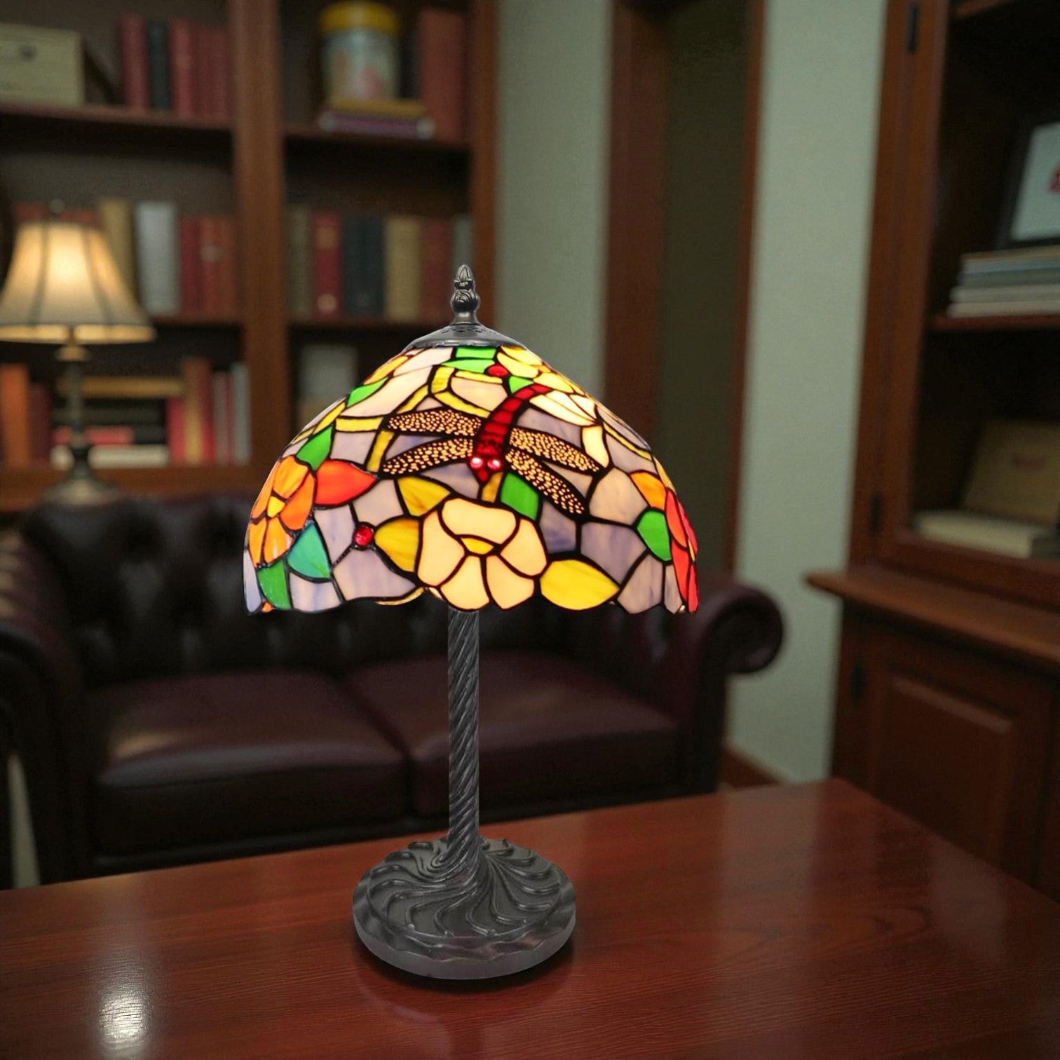 Minster Keswick Tiffany 10" Dragonfly Table Lamp