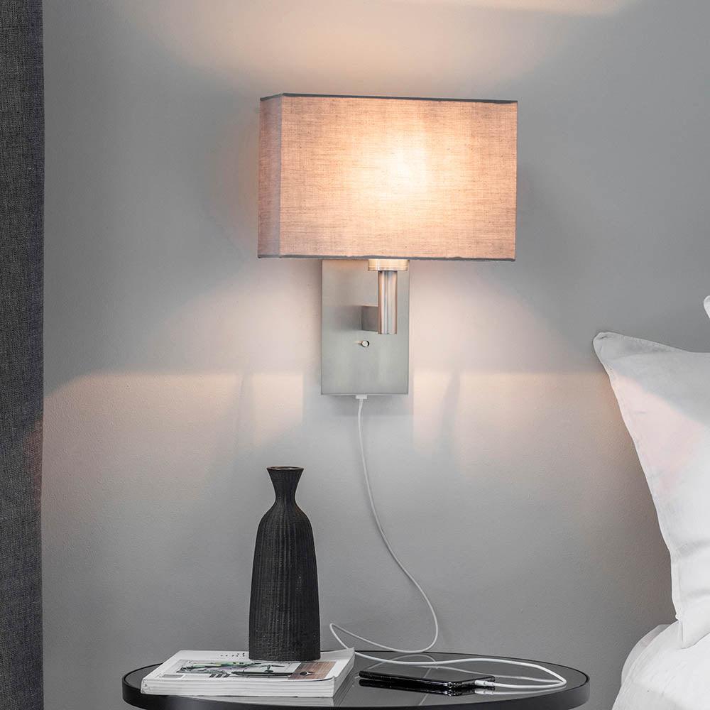 Endon Owen Nickel Finish USB Wall Light-warehouse-180926