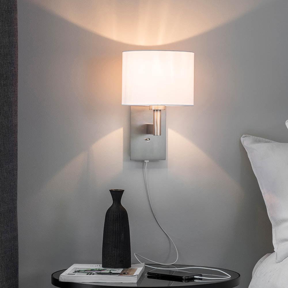 Endon Owen Nickel Finish USB Wall Light-warehouse-180926