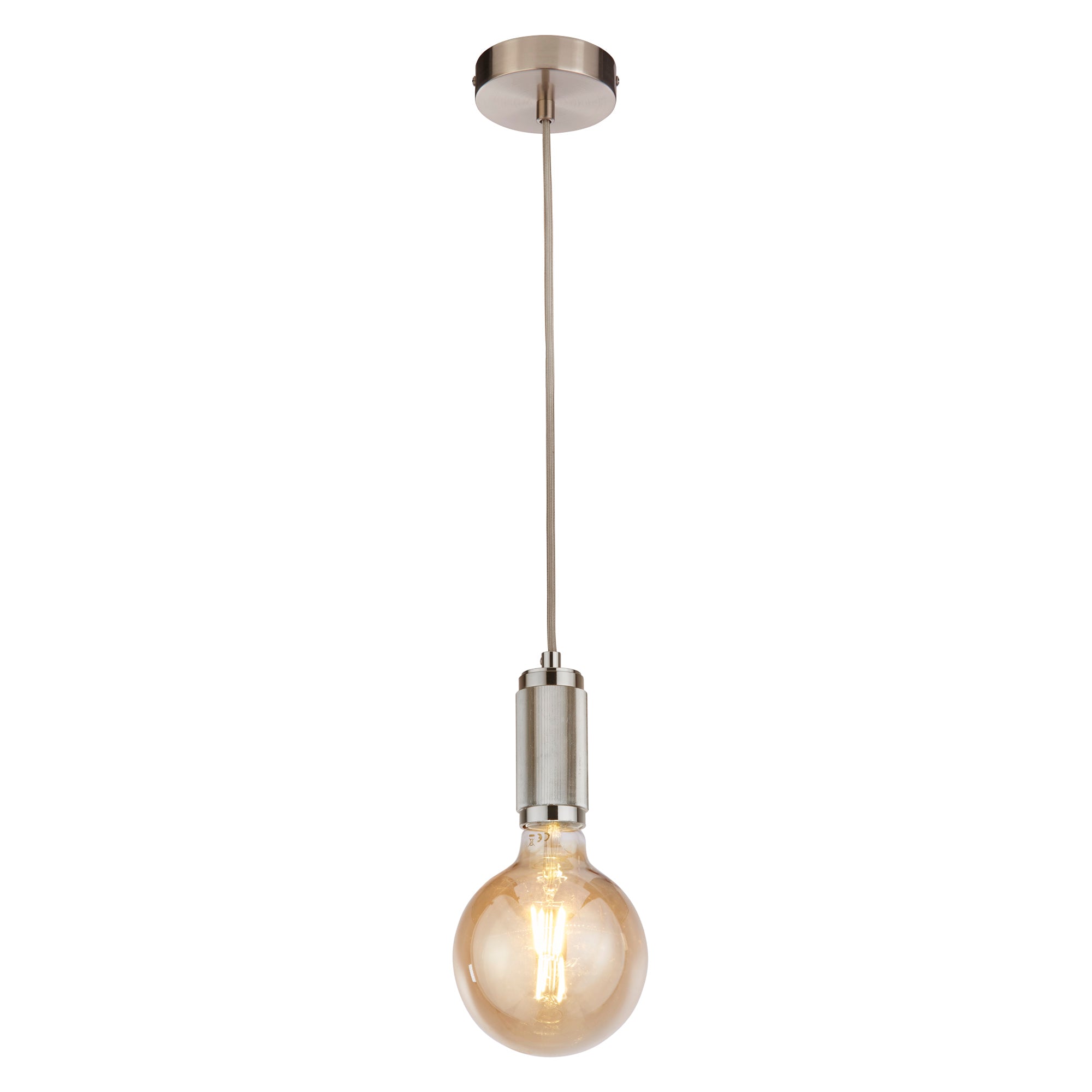 Searchlight Silver Suspension Cable With Grey Braided Cable