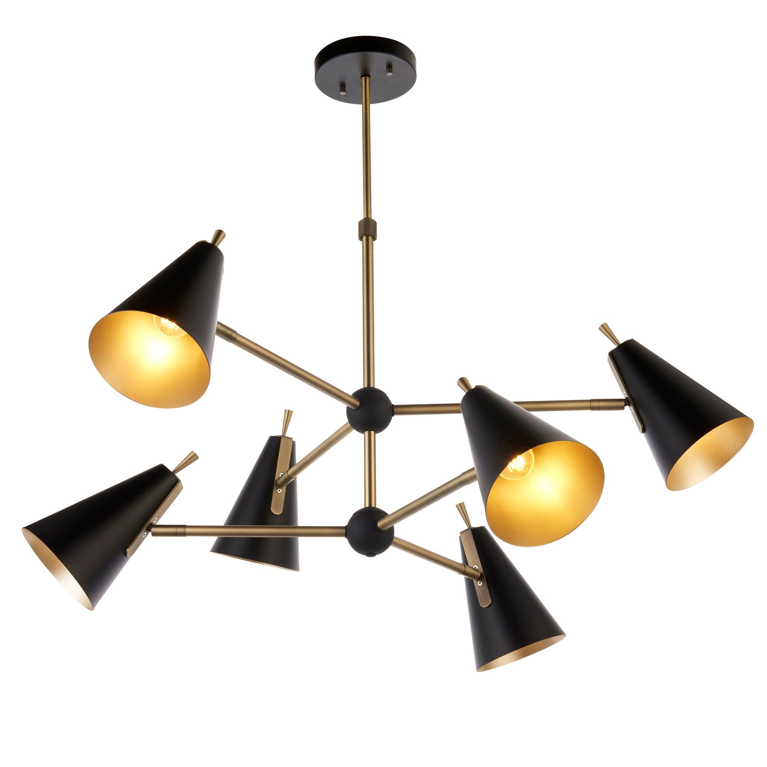 Harlesden Industrial 6 Light Black & Gold Modern Pendant-OPEN-BOX