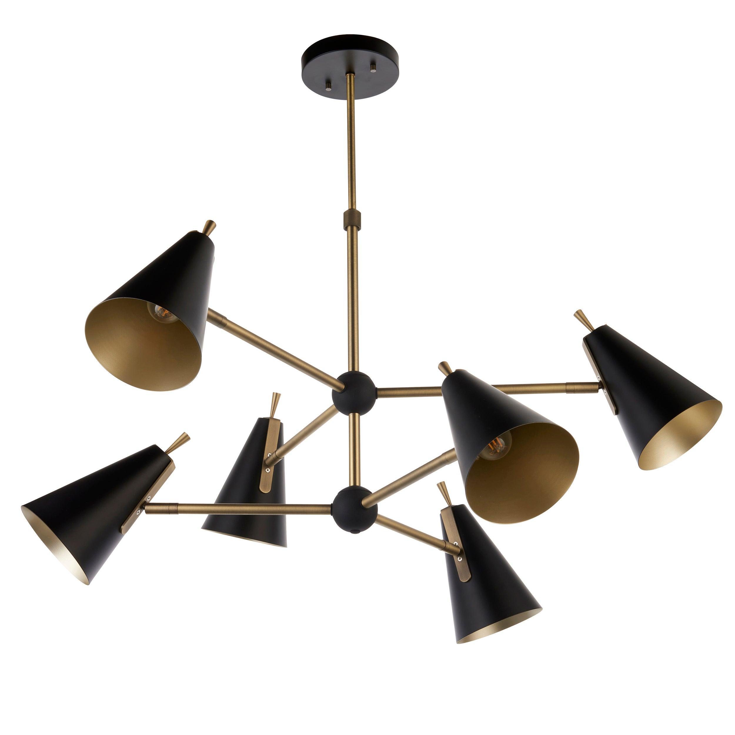 Harlesden Industrial 6 Light Black & Gold Modern Pendant-OPEN-BOX