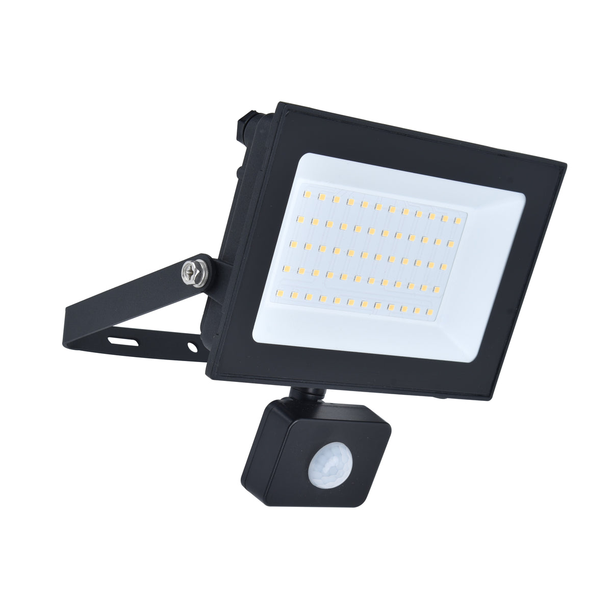 Lutec Halo 50W LED PIR Outdoor Floodlight – Black (IP44) — rear view