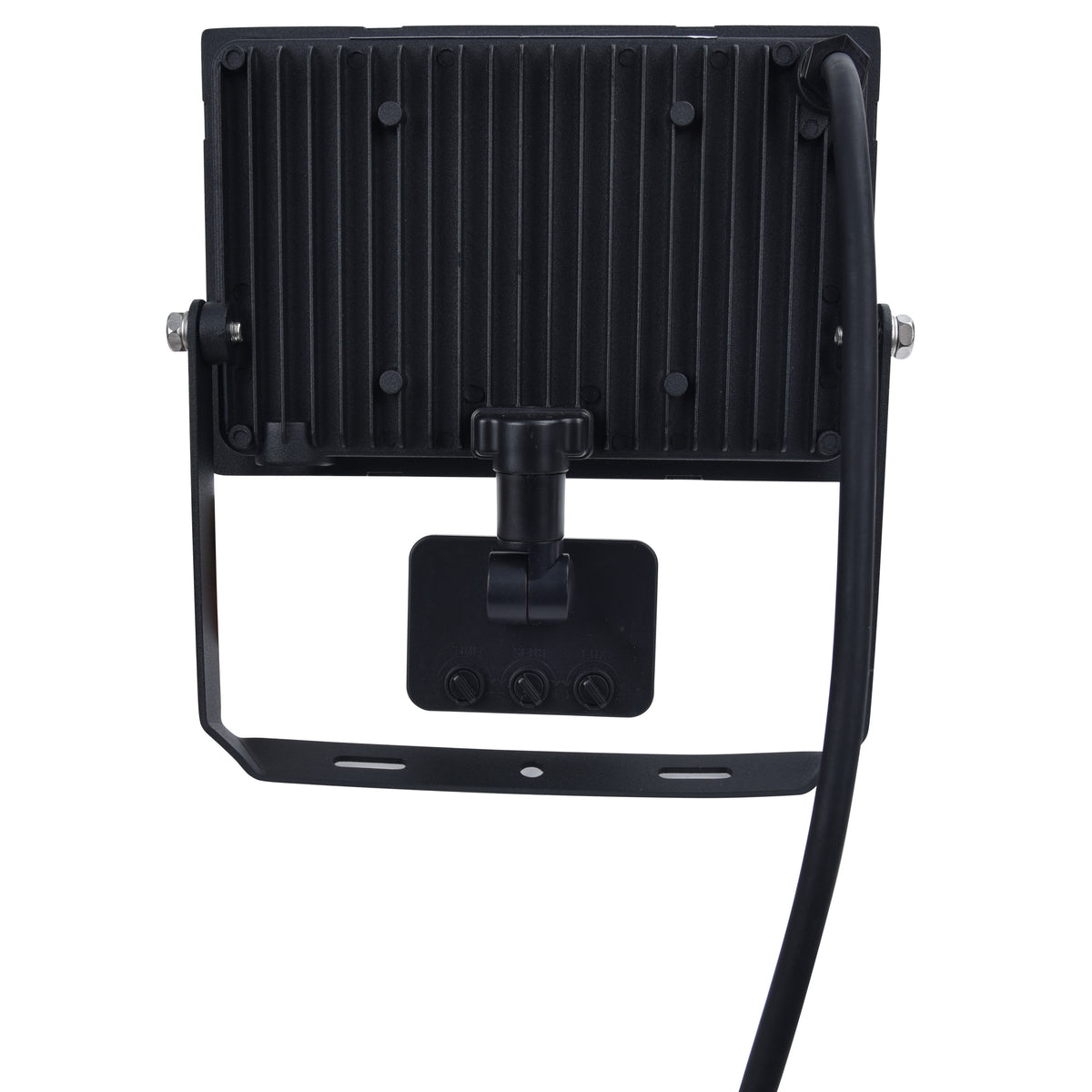 Lutec Halo 50W LED PIR Outdoor Floodlight – Black (IP44) — lifestyle setting