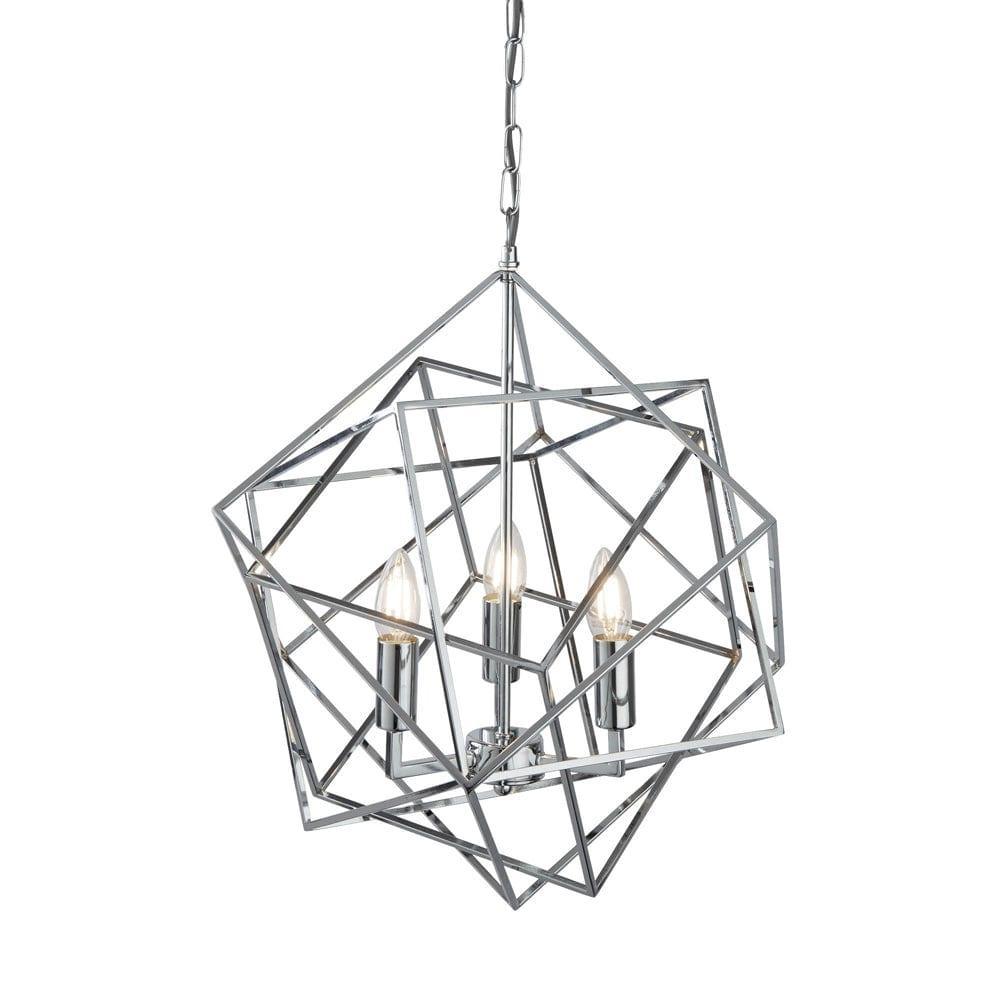 Cube 3 Light Chrome Geometric Cube Ceiling Pendant-warehouse-40