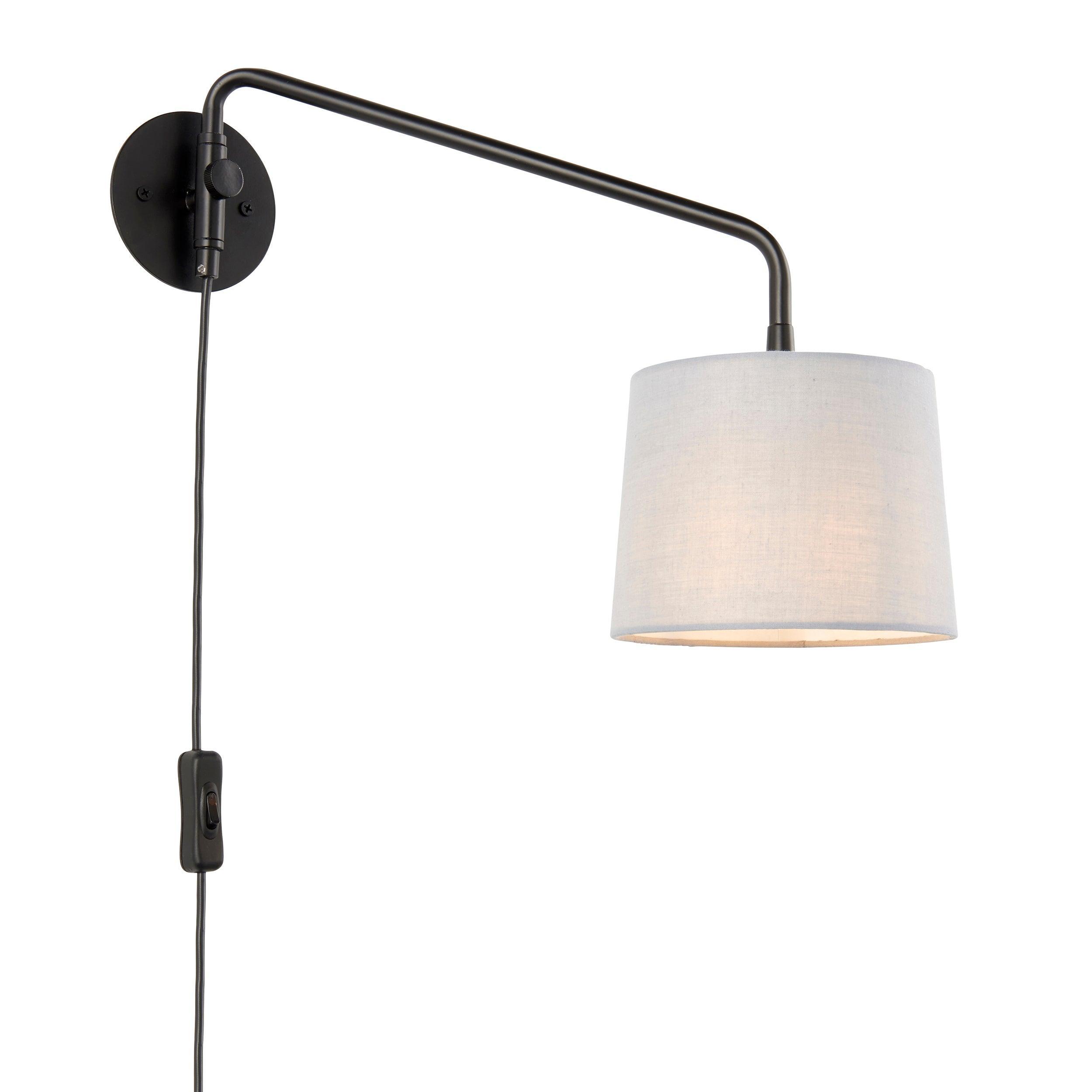 Endon Carlson Small 1 Light Black Wall Light - Grey Shade 79500