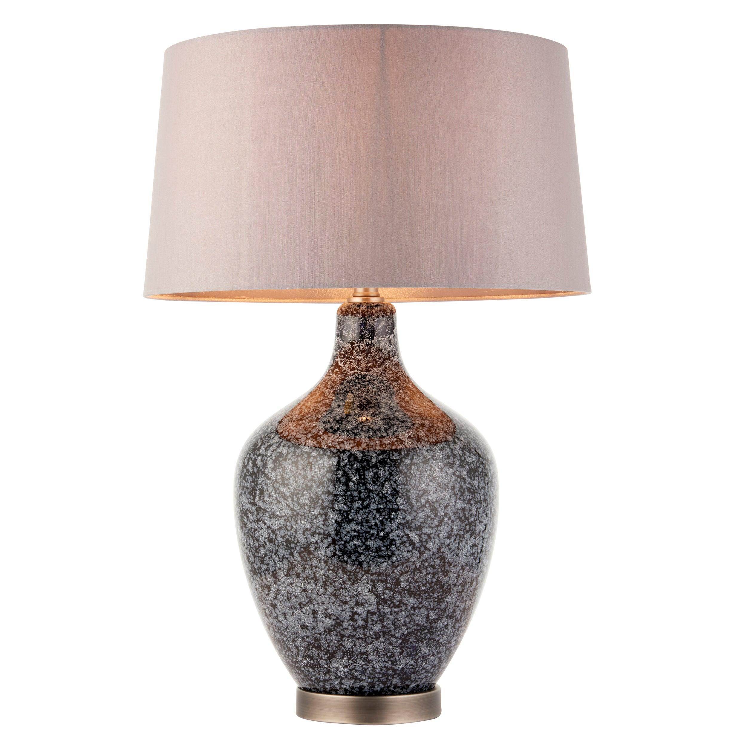 Endon Ilsa 1 Light Black Glass Table Lamp - Mink Shade 79842