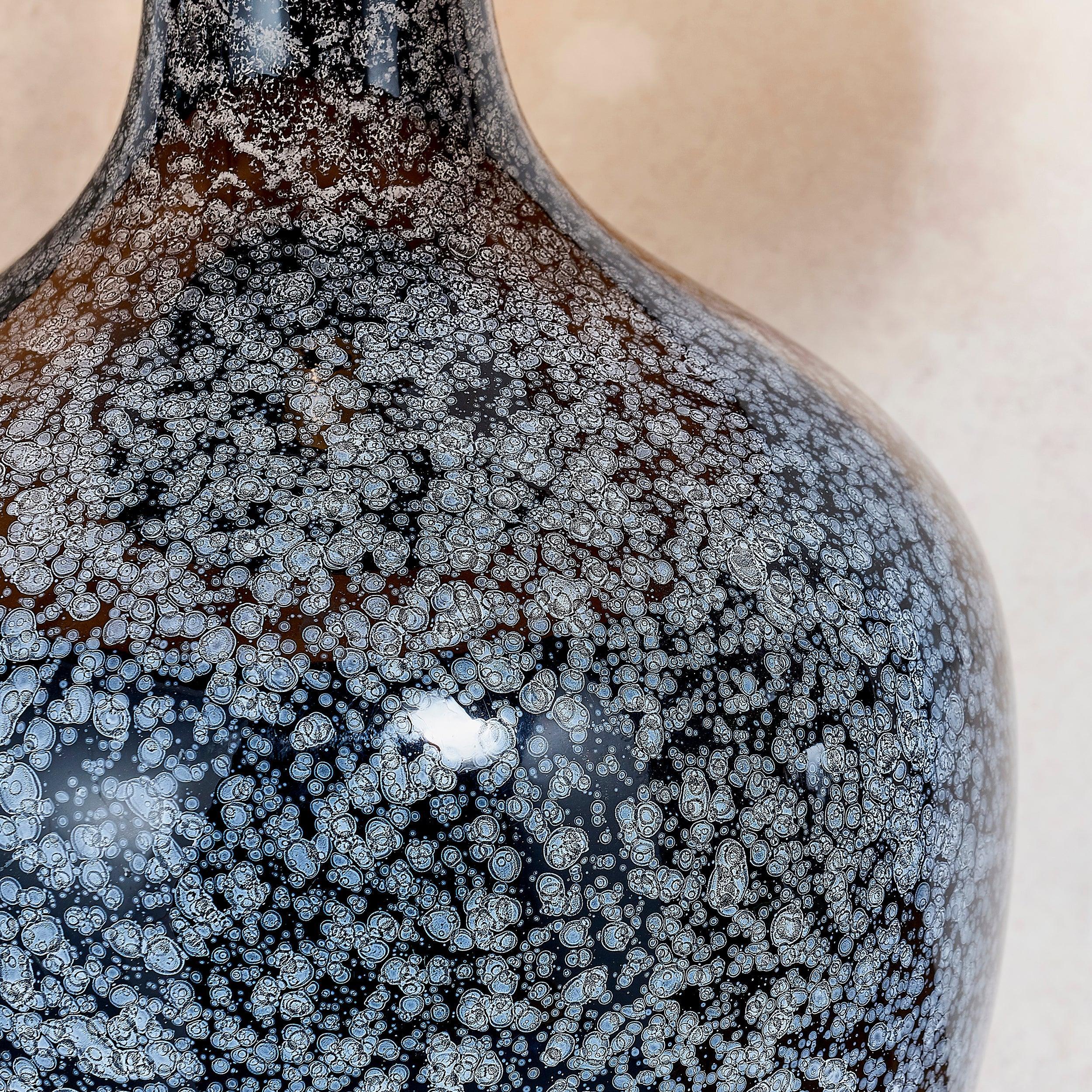 Endon Ilsa 1 Light Black Glass Table Lamp - Mink Shade 79842 - Close-up Glass Base