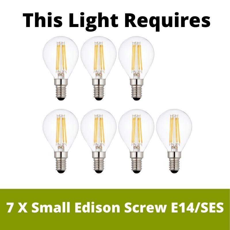 marietta brass 7 light grand ceiling pendant glass rods LED Lamp Bulb Guide