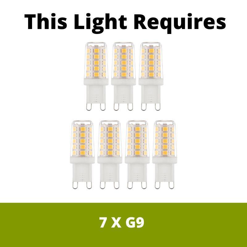 Hague 7 Light Brass Pendant - Glass Shades