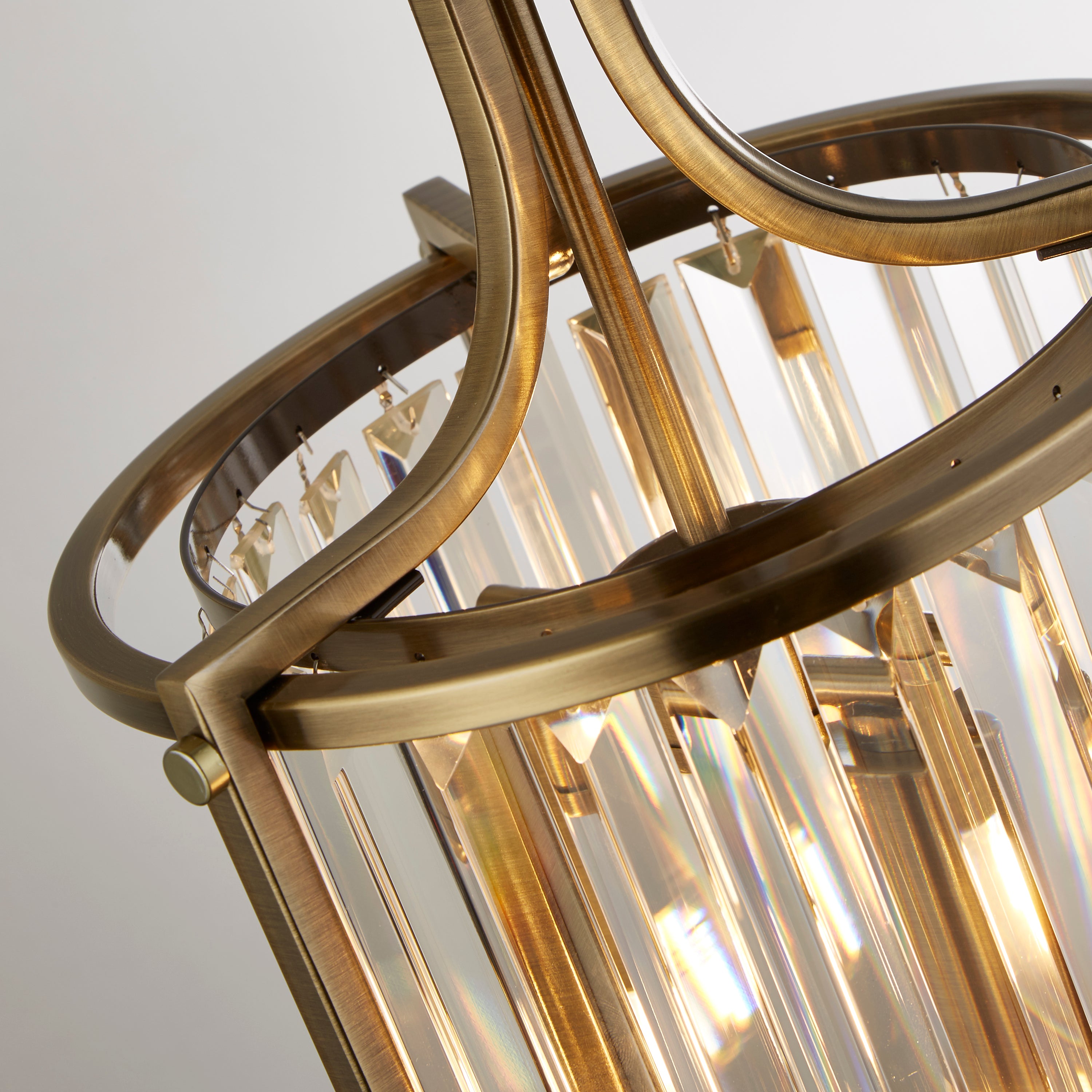 Searchlight Victoria 2 Light Brass Pendant With Crystal Shade