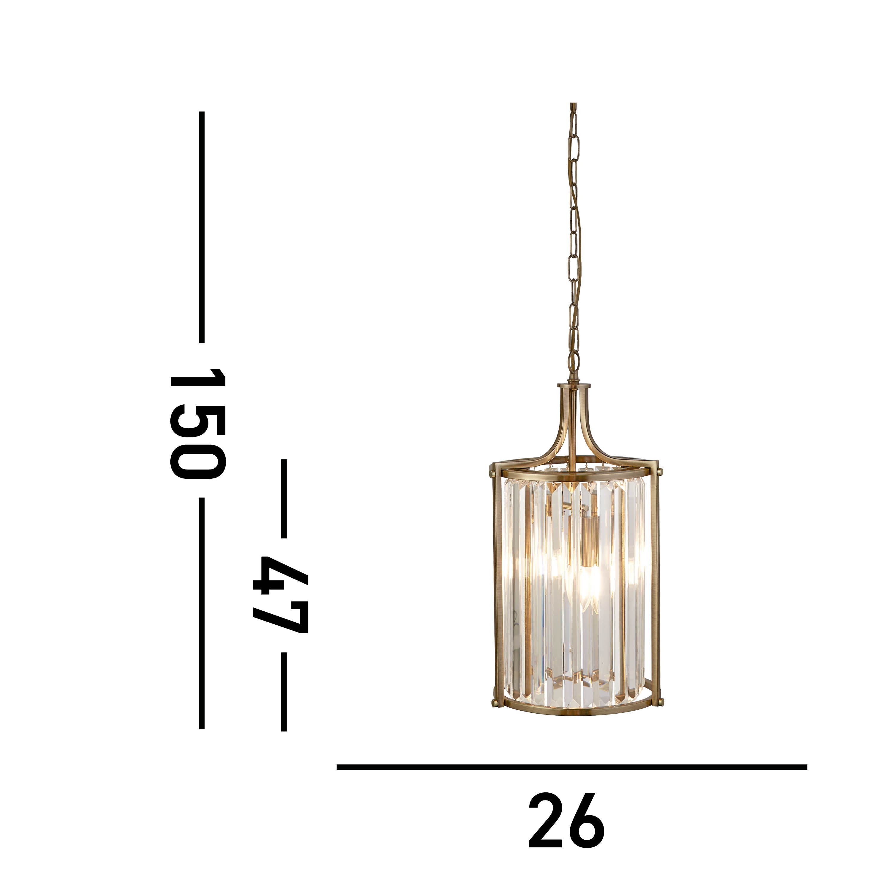 Searchlight Victoria 2 Light Brass Pendant With Crystal Shade